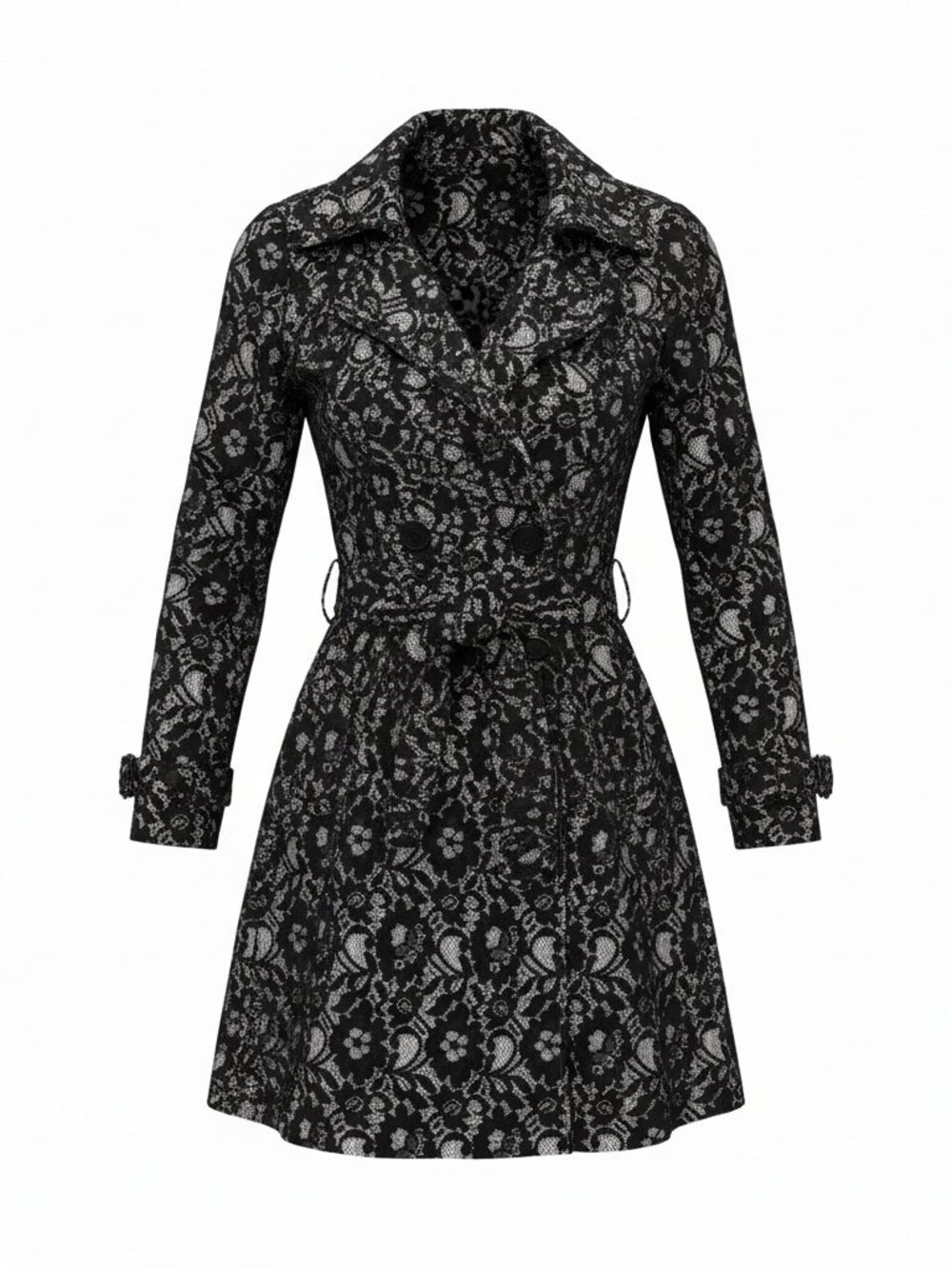 Bebe Black Lace Trench Coat (Size XS)